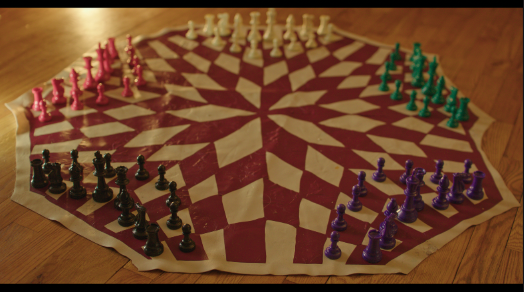 Four-player chess board in red